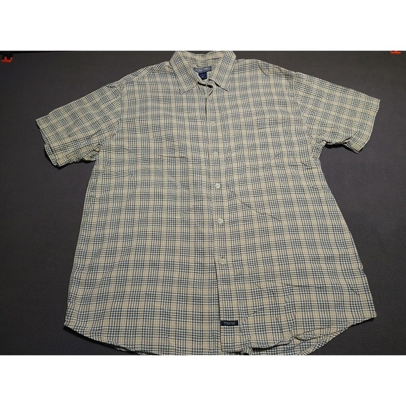 Structure Other - Structure Shirt Men XL Beige/Black Plaid Cotton Short Sleeve Office Nerd Dad